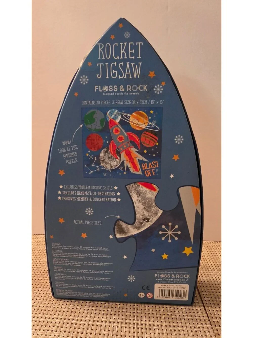 FLOSS & ROCK ROCKET JIGSAW PUZZLE 20 PIECE SHAPED BOX SPACE TOY KIDS AGES 3+